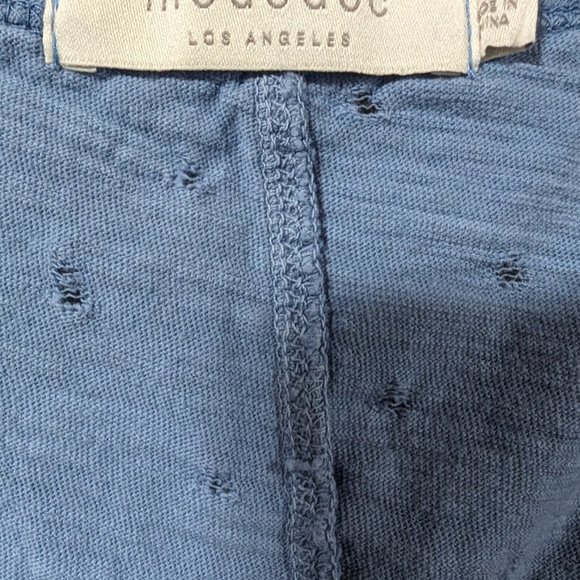 mododoc Women's Blue Textured 3/4 Sleeve V-Neck Blouse Sz M - Picture 6 of 6